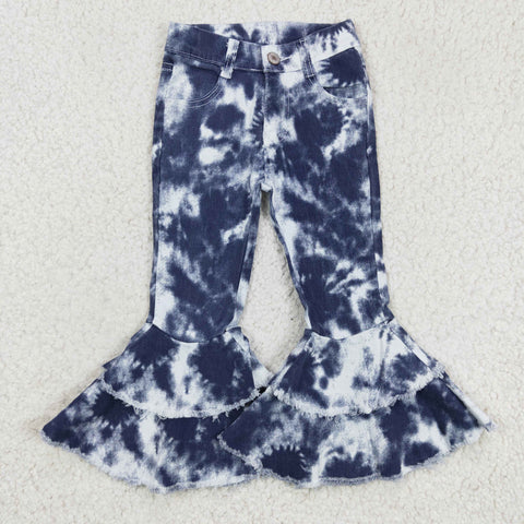 New design faded blue bell bottom girls denim jeans