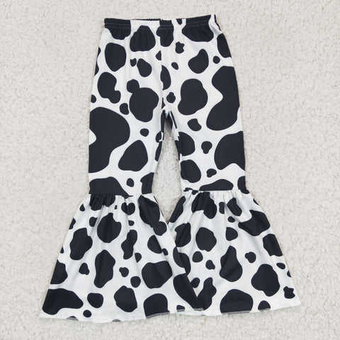 Cow print kids girls bell bottom pants