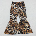 Newest kids girl leopard bell bottom pants