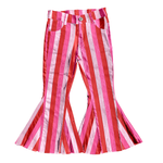 Pink stripes girls denim jeans