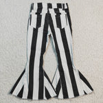 White&black stripes kids girls jeans