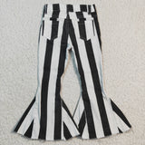 White&black stripes kids girls jeans