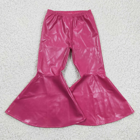 Hot pink kids girl leather pants