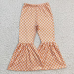 Checker pattern bell bottom girls pants