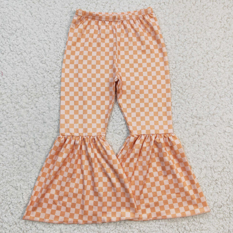 Checker pattern bell bottom girls pants