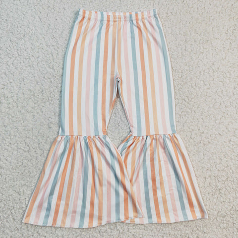 Girls color milk silk striped bell bottom pants