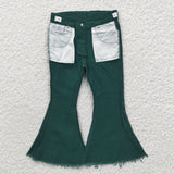 Kids girls green flare jeans