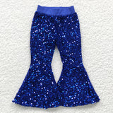 RTS toddler clothes matching clothing solid color print girl sequins bell bottom pant-2025.11.4