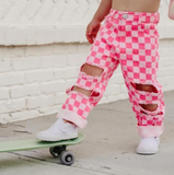 Kids girl checker pattern long pants