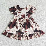 Girl's Short Sleeve Ink Bow Dress