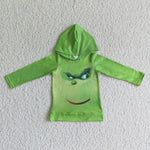 BT0051 Boy Screen Green Monster Print Long Sleeve Hoodie