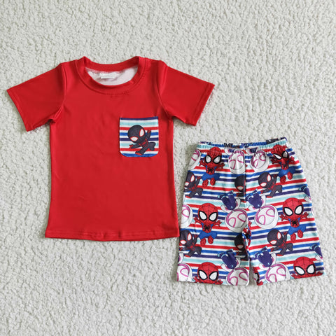 BSSO0062 Red Pocket Cute Kids Boy Summer Outfit-promotion 2024.4.20