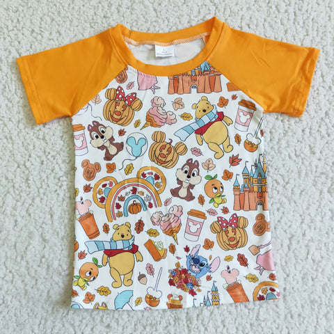 Boy Yellow Cute Mouse Bear Print Short Sleeve Shirt
