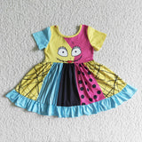 Halloween Baby Girl Patchwork Smile Dresses