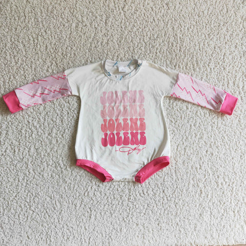 LR0148 Boy&Girl White Letter Pink Print Long Sleeve Baby Romper-promotion 2024.11.23