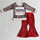 Merry christmas baby leopard tops kids girls' sweatshirts