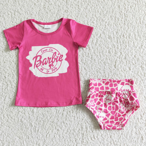 Baby Girl Pink Short Sleeve Shirt Baby Bummies Outfit