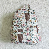 Little Kids Highland Cow Flower Print Backpack