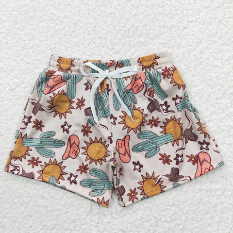 Cactus sun pattern boys summer swim shorts