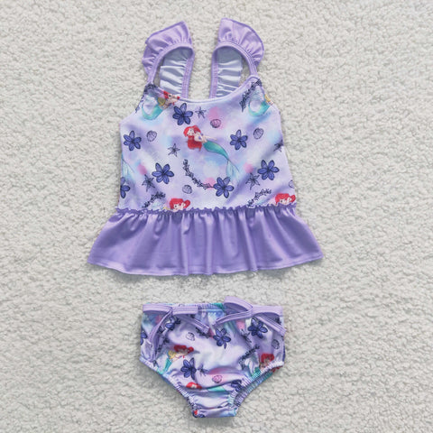 Purple mermaid little girls 2pcs swimsuit
