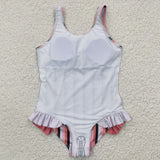 Summer kids girl striped swimwear (with chest pad for 10-12T & 14-16T)