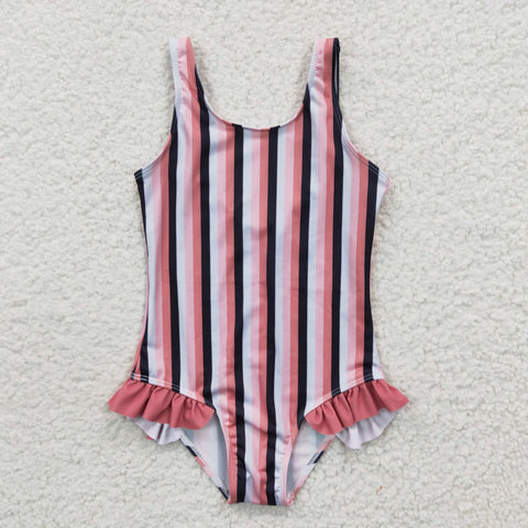 Summer kids girl striped swimwear (with chest pad for 10-12T & 14-16T)