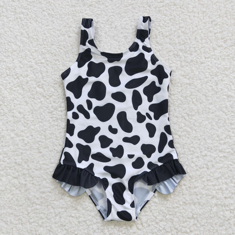 Cow print girls summer swimwear (with chest pad for 10-12T & 14-16T)