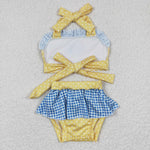 Princess kids summer yellow dotted swimsuit
