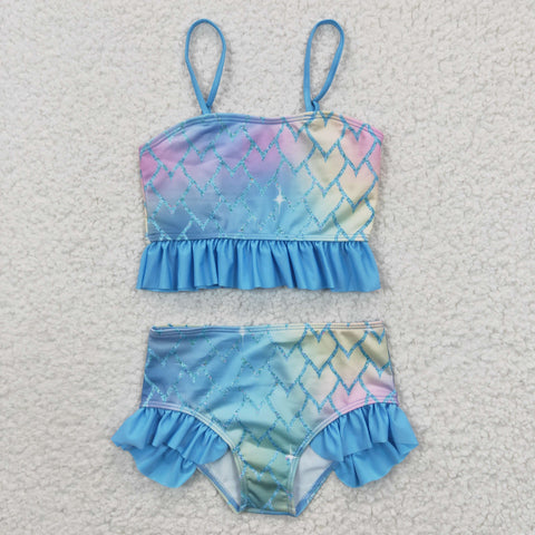 Kids summer 2pcs mermaid swim suit (with chest pad for 10-12T & 14-16T)