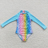 Baby Giril Mermaid Long Sleeve Swimsuit (with chest pad for 10-12T & 14-16T)