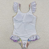 Kids girl popsicle one piece swimsuit (with chest pad for 10-12T & 14-16T)
