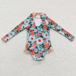 Kids flower long sleeve swimwear (with chest pad for 10-12T & 14-16T)
