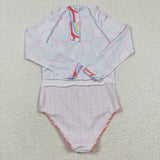 Rainbow kids long sleeve swimwear (with chest pad for 10-12T & 14-16T)