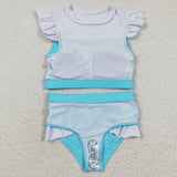 Kids 2pcs girls swim suit (with chest pad for 10-12T & 14-16T)