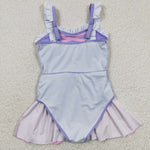 Kids purpur summer swimsuit (with chest pad for 10-12T & 14-16T)