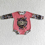 Pink Long Sleeve Letter Flower Print Baby Girls Romper