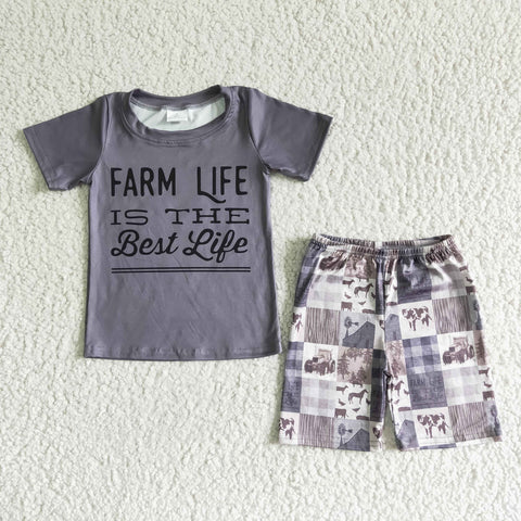 Grey Letter Car Print Shorts Baby Boy Summer Outfits