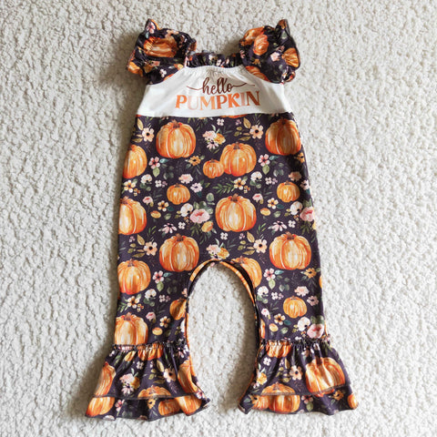 Hello pumpkin baby rompers infants floral clothing newborn fall rompers