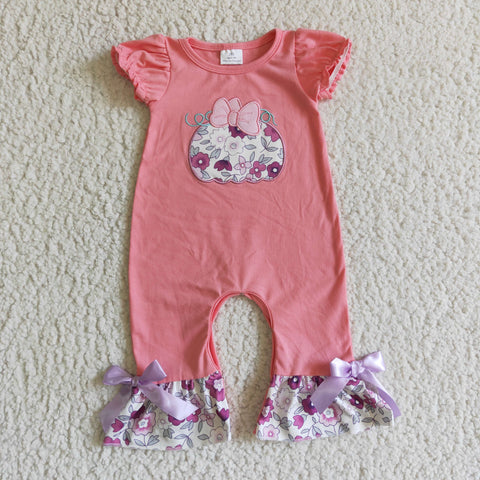 Infant girls jumpsuit baby embroidered rompers kids pink pumpkin toddlers