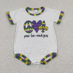 Baby Purple Mardi Gras Short Sleeve Romper