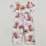 Cowgirl floral boots children jumpsuit