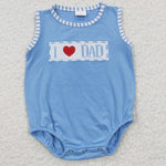 I love dad embroidery boys blue romper