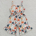 Girls spring floral strap jumpsuit