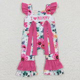 I love mommy embroidery toddler flower romper