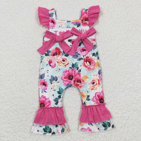 I love mommy embroidery toddler flower romper
