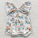 Baby off shoulder summer pineapple romper