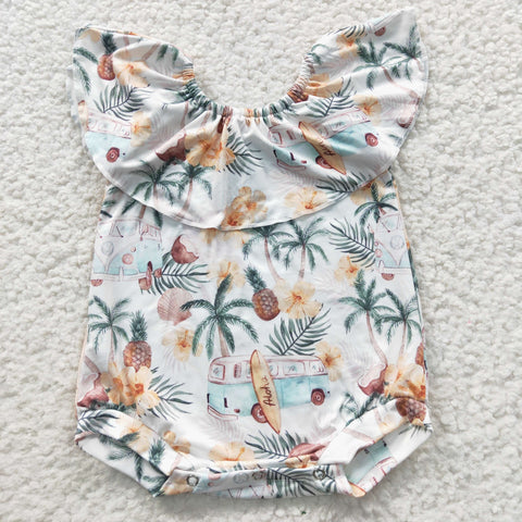 Baby off shoulder summer pineapple romper