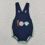 Baseball embroidery navy newborn romper