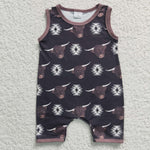 Cow print aztec baby boys sleeveless romper