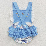 Toddler embroidery chicken girls ruffle romper